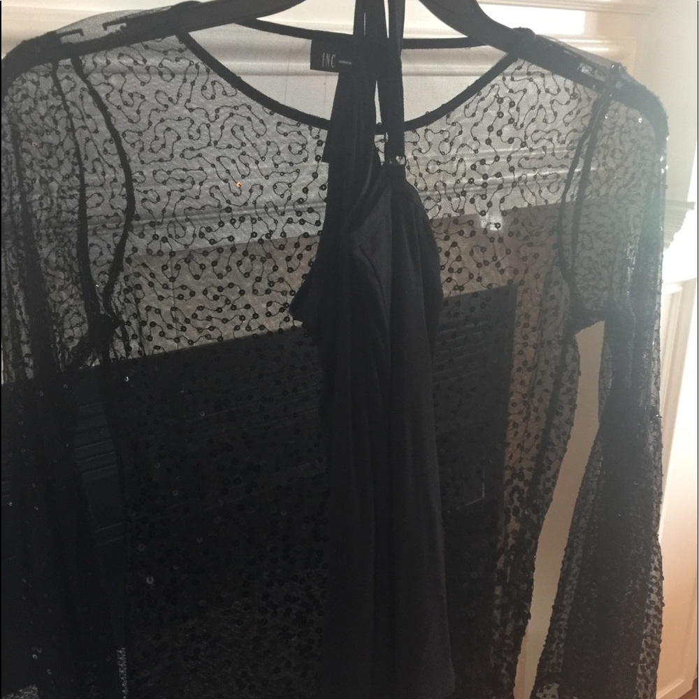 INC Black Dressy Top with Camisole